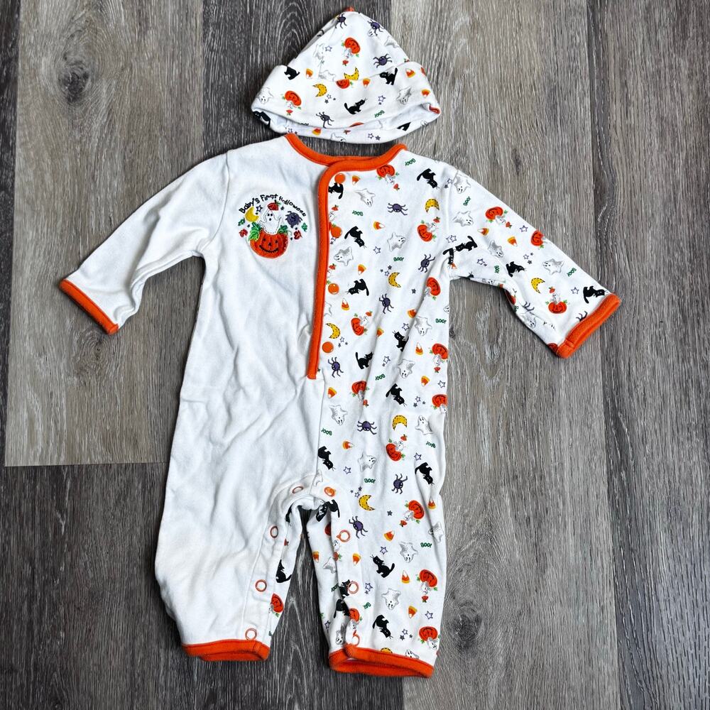 2pc set Miniwear Baby's First Halloween Snap Romper + Hat 3-6M New